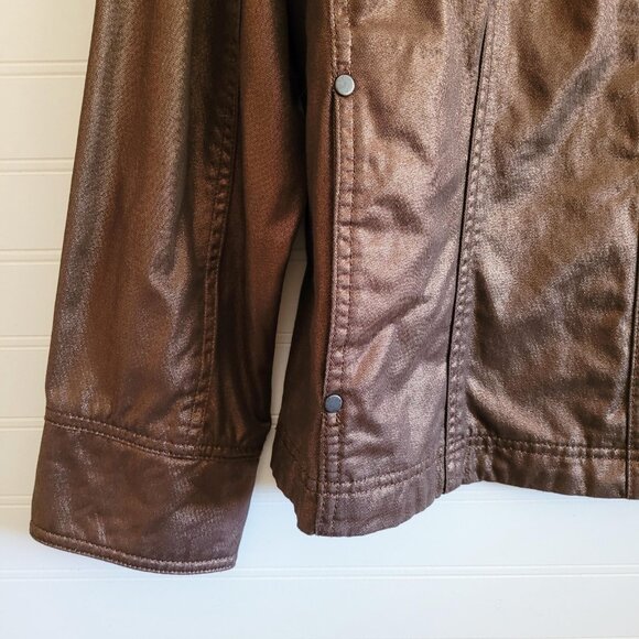 Coldwater Creek Womens Jacket Plus Size 18W Bronze Metallic Pockets Cotton Snaps - Picture 3 of 9